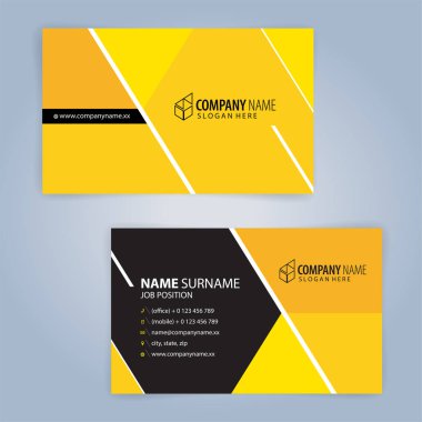 Sarı ve modern kartvizit şablonu, illüstrasyon vektör 10 siyah