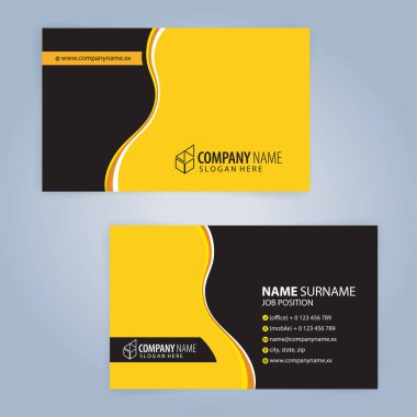 Sarı ve modern kartvizit şablonu, illüstrasyon vektör 10 siyah