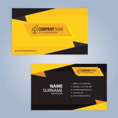 Sarı ve modern kartvizit şablonu, illüstrasyon vektör 10 siyah