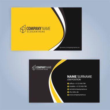 Sarı ve modern kartvizit şablonu, illüstrasyon vektör 10 siyah