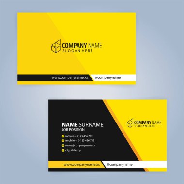 Sarı ve modern kartvizit şablonu, illüstrasyon vektör 10 siyah