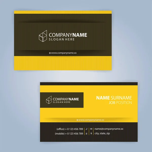 Yellow Black Modern Business Card Template Illustration Vector — Stock Vector