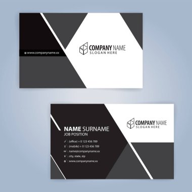 Beyaz ve siyah modern kartvizit şablonu, illüstrasyon vektör 10