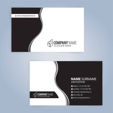 Beyaz ve siyah modern kartvizit şablonu, illüstrasyon vektör 10