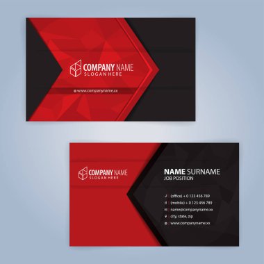 Kırmızı ve siyah modern kartvizit şablonu, illüstrasyon vektör 10