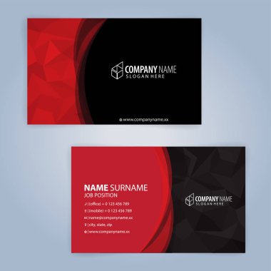 Kırmızı ve siyah modern kartvizit şablonu, illüstrasyon vektör 10
