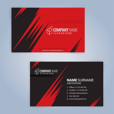 Kırmızı ve siyah modern kartvizit şablonu, illüstrasyon vektör 10