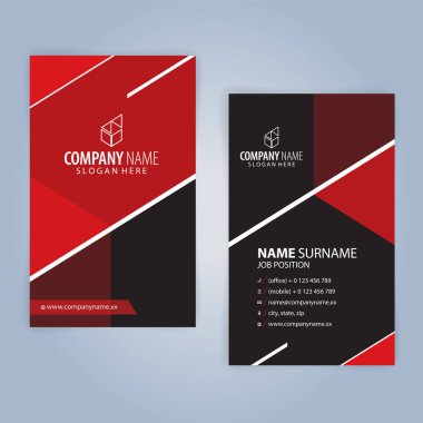 Kırmızı ve siyah modern kartvizit şablonu, illüstrasyon vektör 10