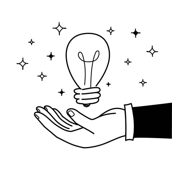 Χέρι Λάμπα Ιδέα Σχέδιο Επιχειρηματικού Σχεδιασμού Απεικόνιση Διανυσματικού Σχεδιασμού Επίπεδο — Διανυσματικό Αρχείο