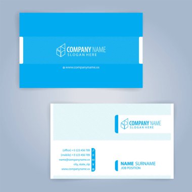 Kartvizit şablonu. Mavi ve Beyaz, İllüstrasyon Vektör 10