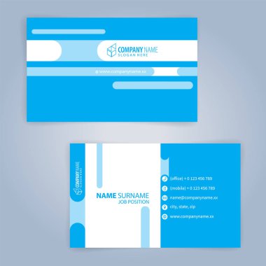 Kartvizit şablonu. Mavi ve Beyaz, İllüstrasyon Vektör 10