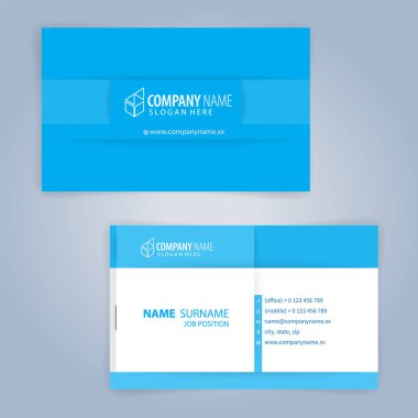 Kartvizit şablonu. Mavi ve Beyaz, İllüstrasyon Vektör 10