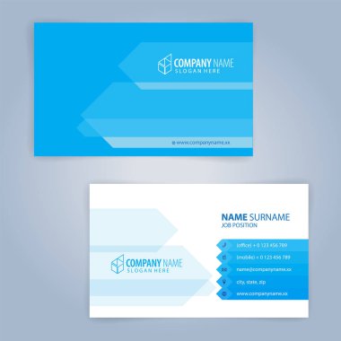 Kartvizit şablonu. Mavi ve Beyaz, İllüstrasyon Vektör 10