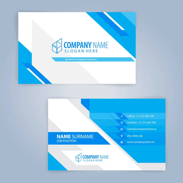 Business Card Template Blue White Illustration Vector — Stock Vector