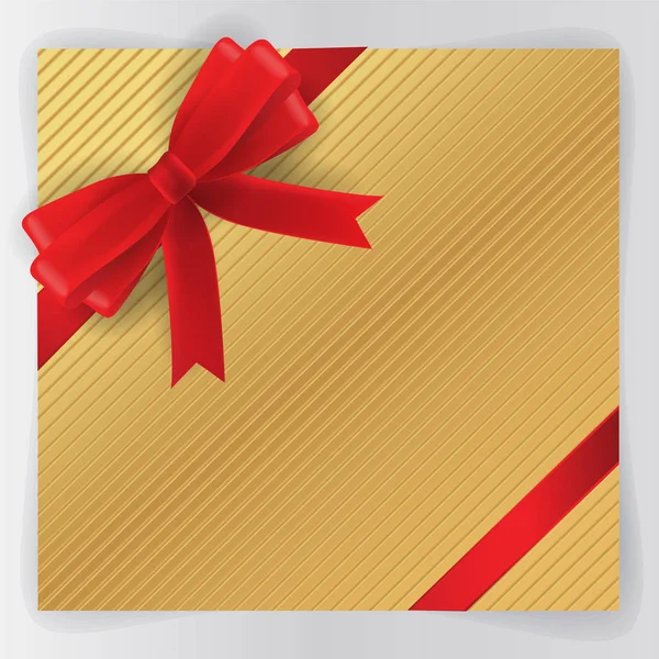 Kırmızı Yaylar, Altın Arka Planlı Kırmızı Kurdele, İllüstrasyon Vektör 10