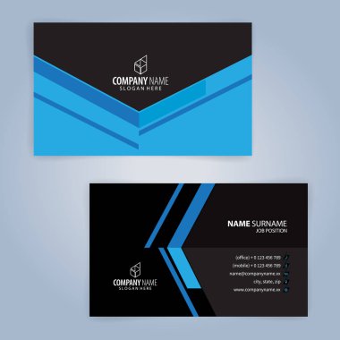 Mavi ve modern kartvizit şablonu, illüstrasyon vektör 10 siyah