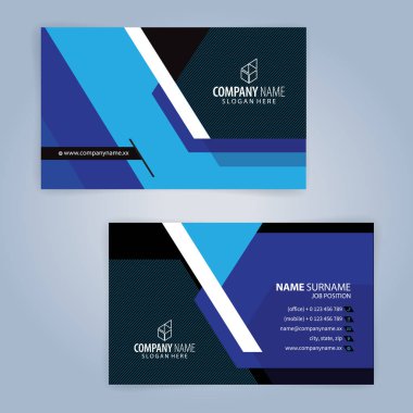 Mavi ve modern kartvizit şablonu, illüstrasyon vektör 10 siyah