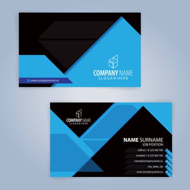 Mavi ve modern kartvizit şablonu, illüstrasyon vektör 10 siyah