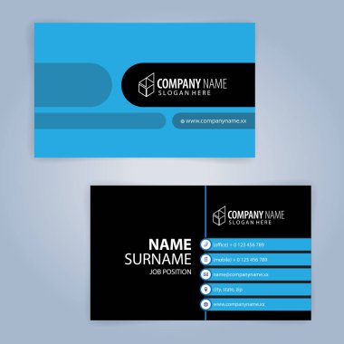 Mavi ve modern kartvizit şablonu, illüstrasyon vektör 10 siyah