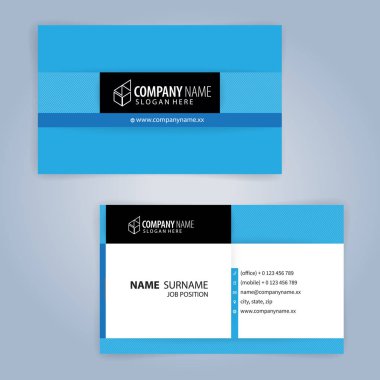 Mavi ve modern kartvizit şablonu, illüstrasyon vektör 10 siyah