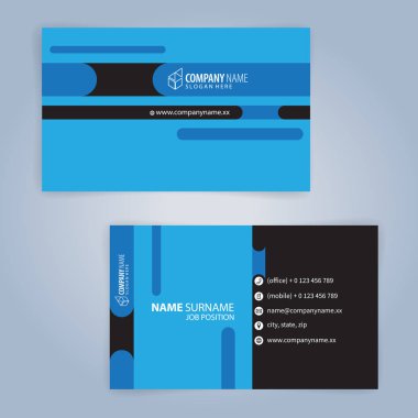 Mavi ve modern kartvizit şablonu, illüstrasyon vektör 10 siyah