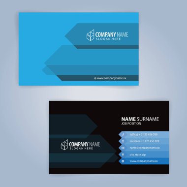 Mavi ve modern kartvizit şablonu, illüstrasyon vektör 10 siyah