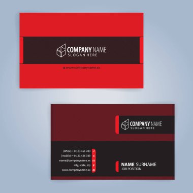 Kırmızı ve siyah modern kartvizit şablonu, illüstrasyon vektör 10