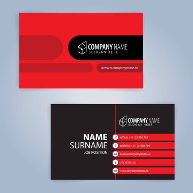 Kırmızı ve siyah modern kartvizit şablonu, illüstrasyon vektör 10
