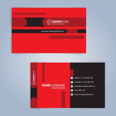 Kırmızı ve siyah modern kartvizit şablonu, illüstrasyon vektör 10