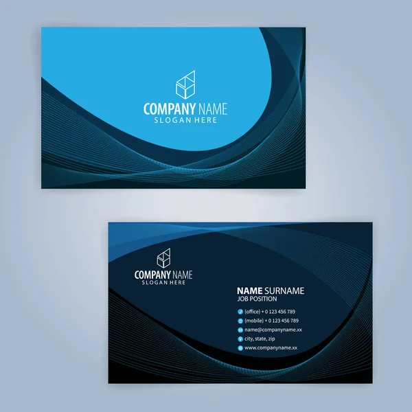Blue Black Modern Business Card Template Illustration Vector — Stock Vector