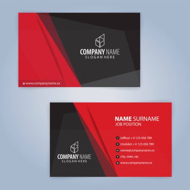 Kırmızı ve siyah modern kartvizit şablonu, illüstrasyon vektör 10