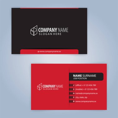 Kırmızı ve siyah modern kartvizit şablonu, illüstrasyon vektör 10