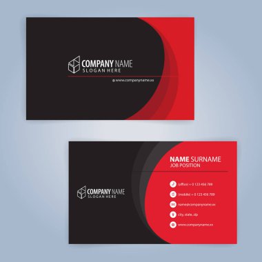Kırmızı ve siyah modern kartvizit şablonu, illüstrasyon vektör 10
