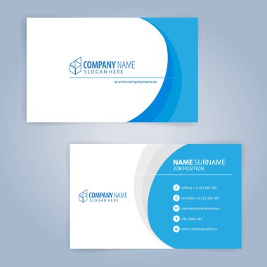 Mavi ve beyaz modern kartvizit şablonu, illüstrasyon vektör 10