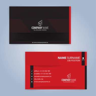Kırmızı ve siyah modern kartvizit şablonu, illüstrasyon vektör 10