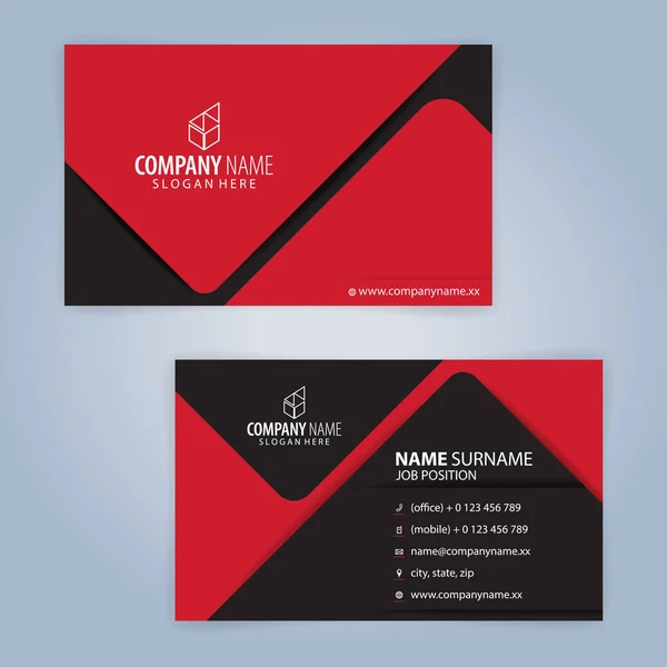 Red Black Modern Business Card Template Illustration Vector — Stock Vector