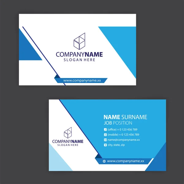 Diseño Tarjetas Visita Azul Blanco Vector Eps — Vector de stock