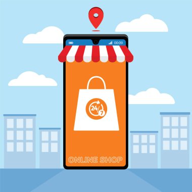 Alışveriş için mobil uygulama, çevrimiçi süpermaket, alışveriş uygulamalı akıllı telefon.