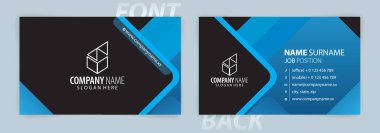 Mavi ve Siyah kart şablonu (Önden ve Arkadan) Vektör