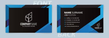 Blue and Black business card template (Front and Back) Vector clipart svg vector 