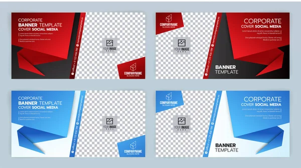 Anuncios Portada Banner Plantilla Negra Roja Azul Blanca Vector — Vector de stock