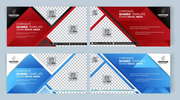 Anuncios Portada Banner Plantilla Negra Roja Azul Blanca Vector — Vector de stock