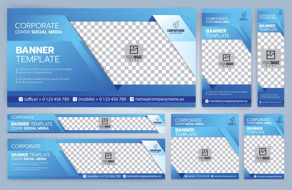 Conjunto Modelos Banners Web Tamanhos Padrão Com Espaço Ilustração Vetorial —  Vetores de Stock