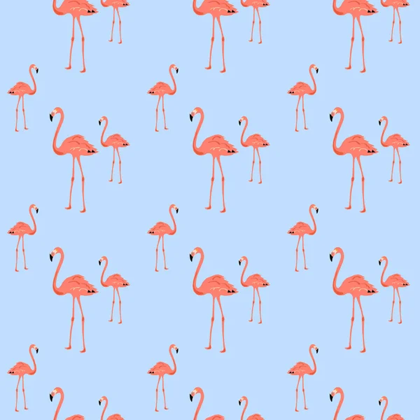 Flamingo Seamless Pattern на синем фоне. Дизайн векторной иллюстрации для ткани и декора . Векторная Графика