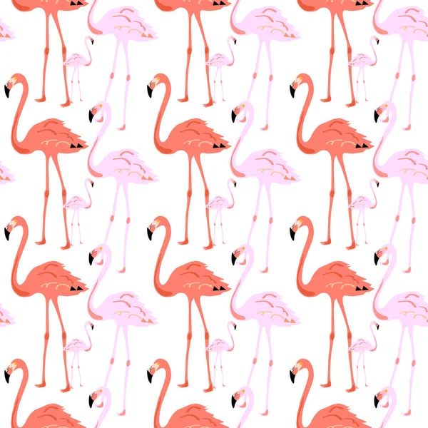 Flamingo Seamless Pattern on white background. Pink flamingo. Vector illustration design for fabric and decor. Royalty Free Stock Vectors