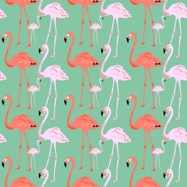 Flamingo Seamless Pattern on blue background. Vector illustration design for fabric and decor. Royalty Free Stock Vectors