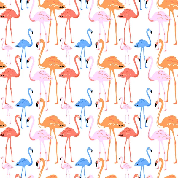 Flamingo Seamless Pattern on white background. Pink flamingo. Vector illustration design for fabric and decor. Stock Illustration