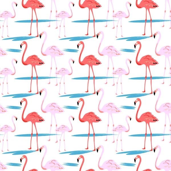 Flamingo Seamless Pattern на белом фоне. Розовый фламинго. Дизайн векторной иллюстрации для ткани и декора . Стоковый вектор