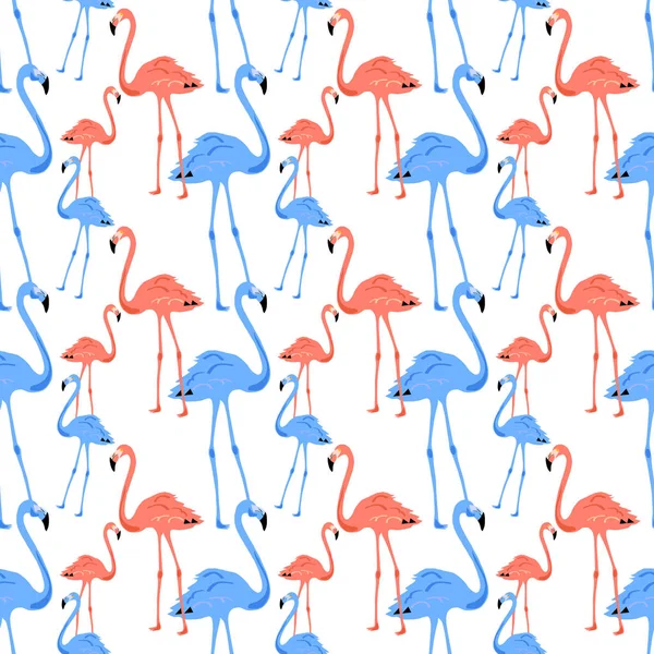 Flamingo Seamless Pattern на белом фоне. Розовый фламинго. Дизайн векторной иллюстрации для ткани и декора . Стоковая Иллюстрация