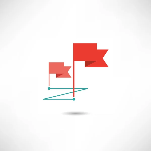 Groene en rode vlaggen pictogram — Stockvector